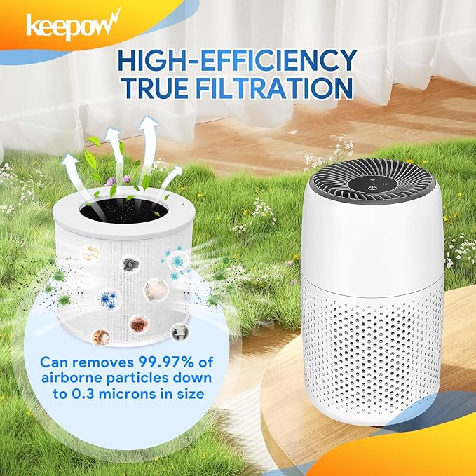 KEEPOW Filter Replacement Compatible with Levoit Core Mini Air Purifier, 2 High-Efficiency Activated Carbon Pre-Filter with 10 Aroma Pads