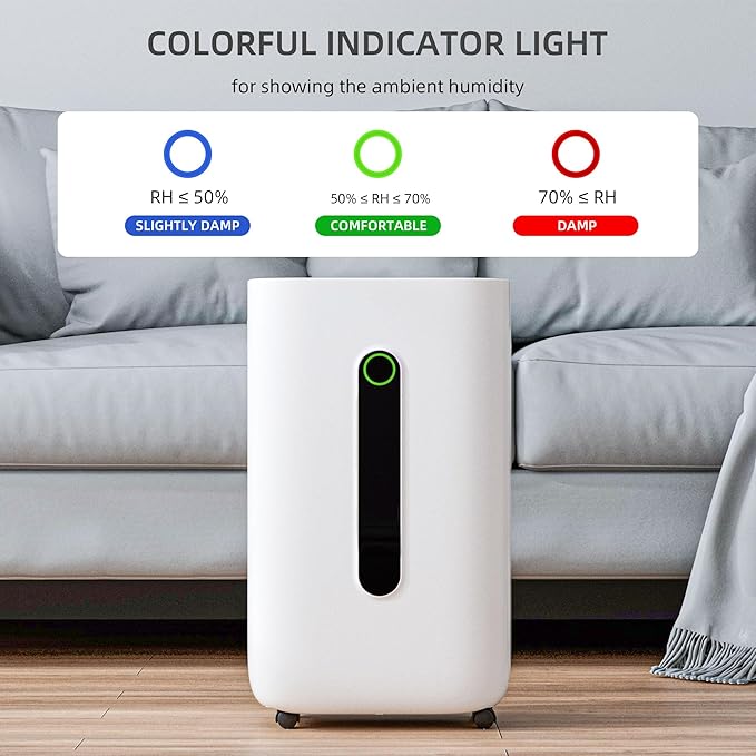4500 Sq.Ft 70 Pint Dehumidifier for Basements and Home-with Drain Hose,1.7Gallon Water Tank,Intelligent Humidity Control,Dual Protection and 4 Modes,for Large room
