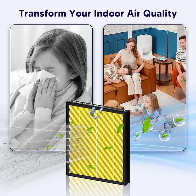 Improvedhand Vital 100S HEPA Replacement Filter Pet Care Compatible With LEVOIT Vital 100S/100S-P Air Purifier, High-Efficiency 3-IN-1 True HEPA and Activated Carbon Filters, Pack of 2, Yellow