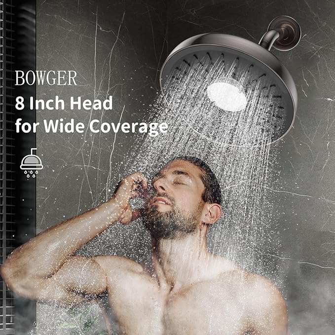 Filtered Shower Head- 8 Inches High Pressure Fixed Rain Showerhead with Filter - filtro para ducha de baño (Luxurious ORB)