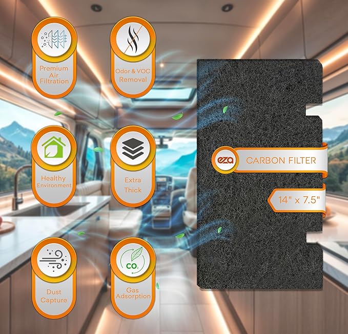 RV Premium Charcoal Activated Carbon Fiber Air Conditioner Filter - Air Duct AC Carbon Filter Replacement for RV AC Vent (2 Pack, 14" x 7.5")