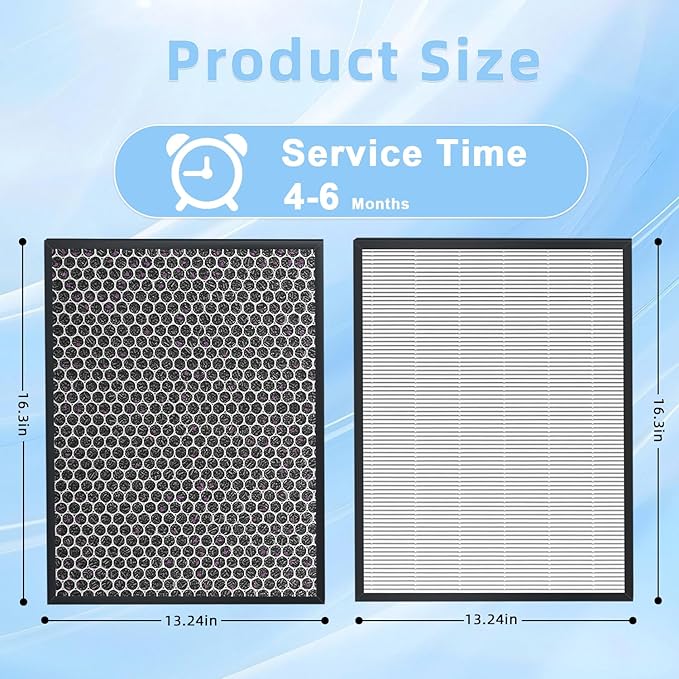 10-Pack Amboseli Replacement Filters Compatible AD3000 Air Purifi-er, 3000,3000M, 3000Pro Air Purifi-er,2 air filter, 2 Activated Carbn and 6 Extra Carbn Pre-Filters