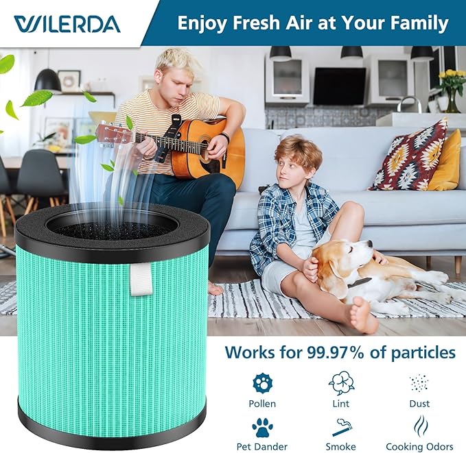 MJ002H Pet Care Replacement Filters, Compatible with POMORON MJ002H Air Purifiers, Hepa Filter, Activated Carbon, High Performance 4-Layer Filter, Part #MJ002H-RFA, 2 Pack