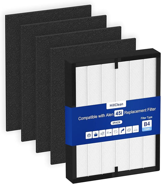 True HEPA 45i Replacement Filter Compatible with Alen BreatheSmart Flex Bh400 and 45i Pure Air Purifier, Compared to #B4-Fresh/FL40-Silver-Carbon, 1 Pack HEPA Filter+4 Pre Filter