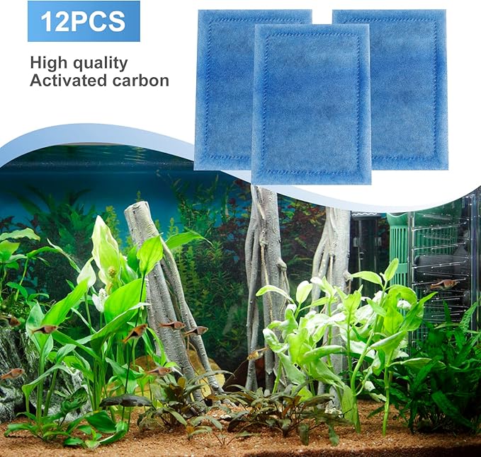 12Pcs Aquarium Filter Cartridges, Aquarium Filter, Fish Tank Filters Replacement for Aqua-Tech 10-20 Gallon Power Filter, AquaTech EZ-Change#2