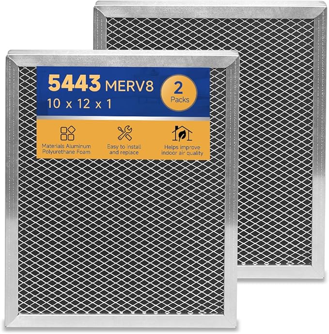 5443 Dehumidifier Filter MERV 8 Washable 10x12x1 Compatible with Whole-House Dehumidifiers Models 1830 1850 1852 and Ventilation Models 8191 8192 Replacement Filter 2 Packs