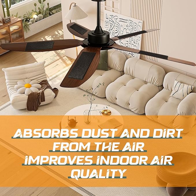 Pacify 10 PCS Ceiling Fan Filters for Blades, Activated Coconut Shell Carbon Fan Filters for Ceiling Fan Blades, Universal Fan Air Purifier Pad for Home Office Traps Household Contaminants (5)