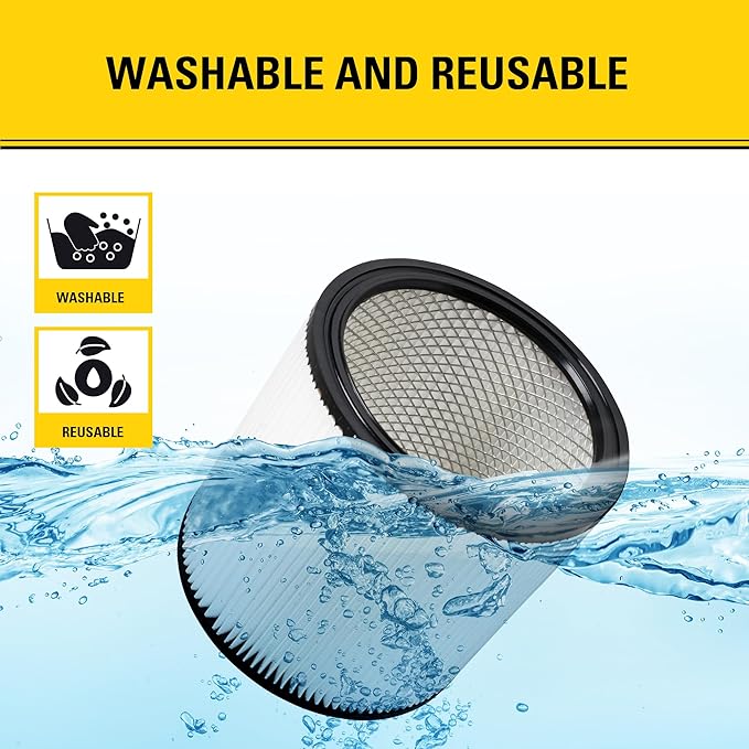 STANLEY Vacuum Filter Replacement 08-2501, Fit for Most 5-18 Gallon Wet Dry Vacuum Cleaner, Compatible with SL18115, SL18115P, SL18116, SL18116P, SL18191P, SL18199P, SL18117, SL18701P-10A, SL18410P-5A