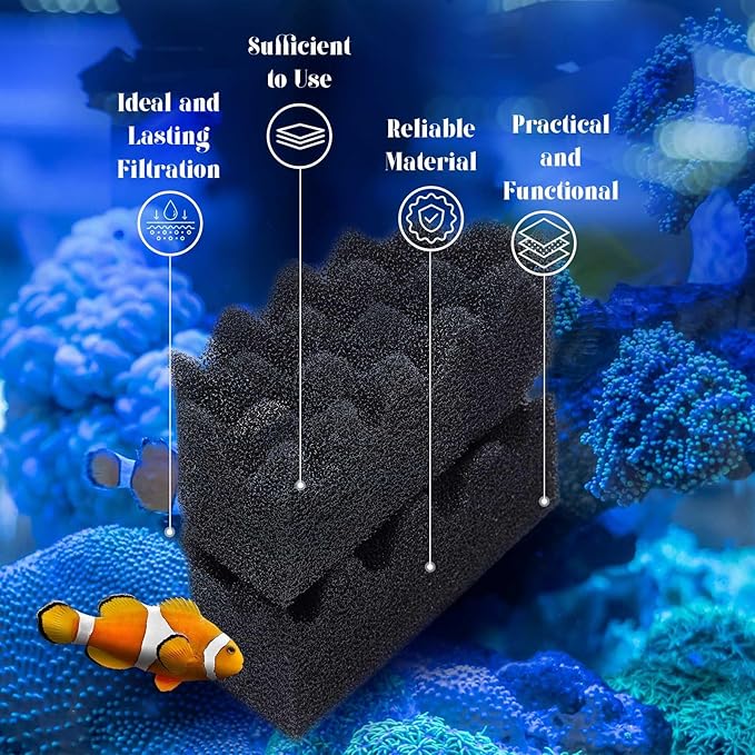 6 Pcs Aquarium Filters Bio Sponge Sets Compatible with fluval 106/107, Including 2 Blue 2 White 2 Black Bio Sponge for Replacement Filter Media Kit