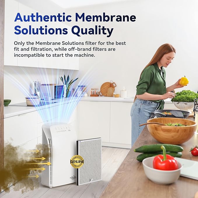 Membrane Solutions MSA3/MSA3S Genuine Smoke Removal Air Purifier Filter Replacement 2 Pack, Upgraded 6-in-1 H13 True HEPA Filter with OdallerPure Technology