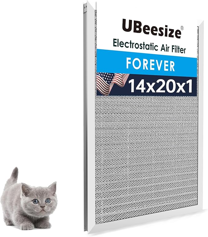 UBeesize 14x20x1 Reusable Electrostatic Air Filter HVAC AC Furnace Filter,MERV 8, Washable, Lasts a Lifetime,Permanent Air Filter,Breathe Fresher,Home And Office(Actual Size:13.5x19.5x0.82 Inch)