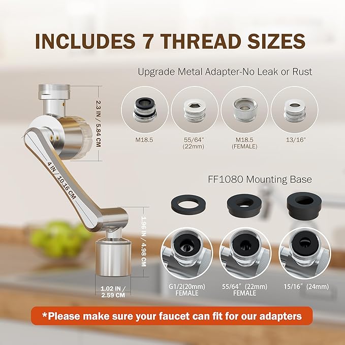 Frizzlife Splash-proof Water Filter for Sink Faucet, Certified Reduce 99% Chlorine, Odor, 1080° Rotating Tap Aerator, 2 Modes Spray Attachment for Kitchen/Toddlers/Bathroom Sink Filter, 9pcs Filter