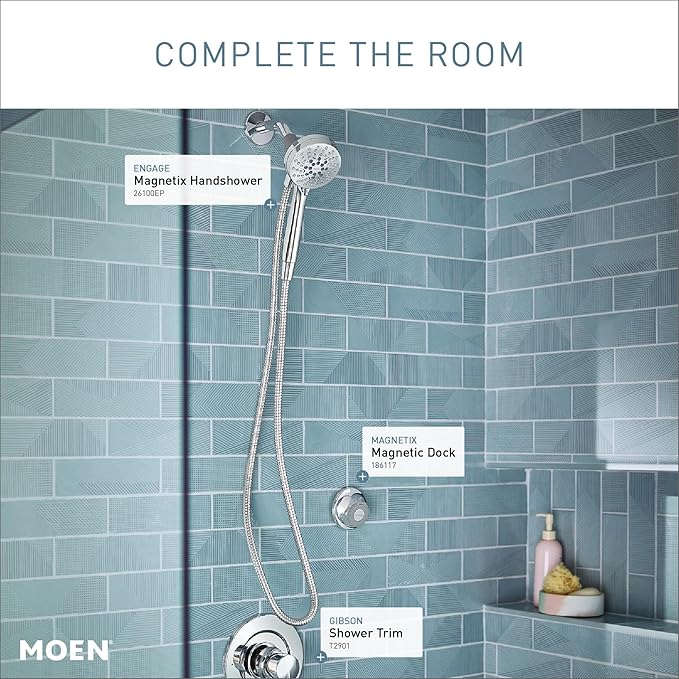 Moen Engage Magnetix Shower Head with Handheld Sprayer, 6 Handheld Shower Head Spray Functions, Chrome Finish, 26100EP