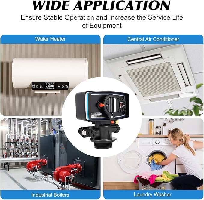 Water Softener Control Head Timer Water Softener Control Valve 110V 3W Backwash Head 12 Day Timer Valve Replacement Softener Valve For Filter Resin Tanks, Black
