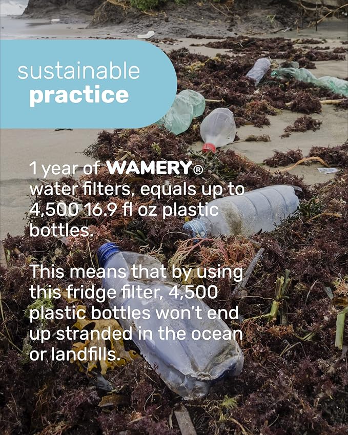 Wamery Alkaline Pitcher Water Filter Replacement - Single Filter, Improves pH & Taste, 42‑Gallon Capacity, Coconut Activated Carbon with Mineral Layer, Leak‑Free Fit, Easy Install, BPA‑Free