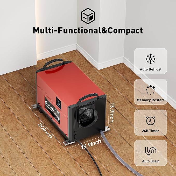 110 Pints Commercial Dehumidifiers for Crawl Spaces & Basement,Under House,Warehouse & Job Sites, Crawl Space Dehumidifier with Drain Hose, Remote Control, Auto Defrost, Humidity Control, CSA Listed