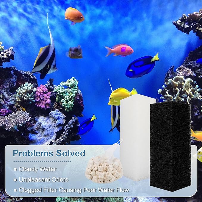 3-Stage Filtration Replacement for Fluval AquaClear 110/500 Filter Media Kit with Ceramic Media, Carbon, Foam, Filter Media Kit for 60-110 Gallon Fish Tank Aquariums - 2 Sets