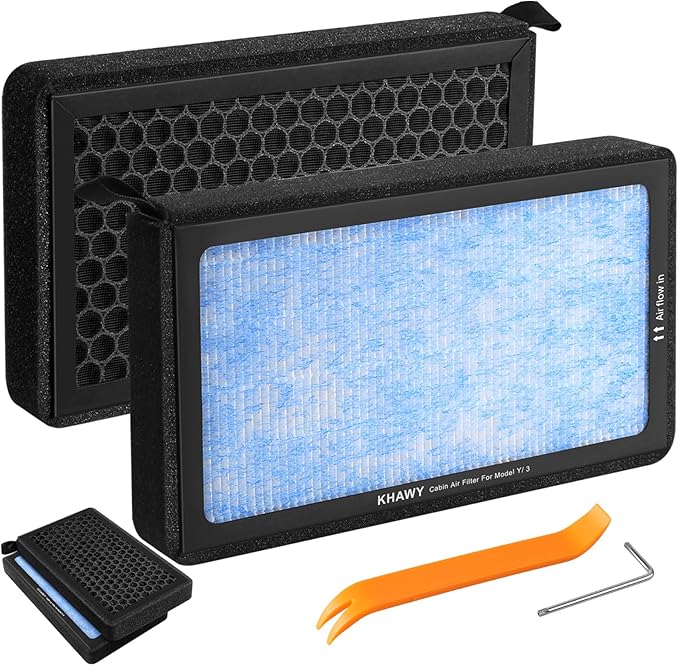 Tesla Model 3 Cabin Air Filter Model Y HEPA Air Intake Replacement 2 Pack with Activated Carbon Tesla Accessories, 2016-2025