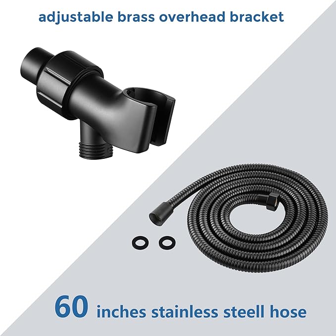 Shower Head with Handheld 7 Spray Combo,Hand Held Showerhead with On/Off Switch,High Pressure Detachable Shower Heads with 60" Long Hose (Matte Black)