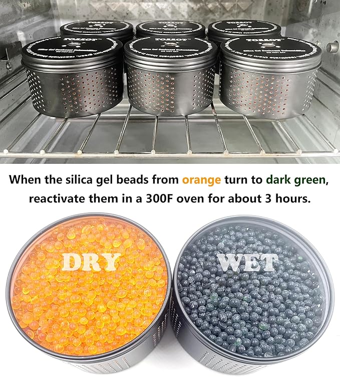 Gun Safe Dehumidifier, Moisture Absorbers, TOAAOT 200g Silica Gel Canister for Gun Case, Tool Box (6 Units)