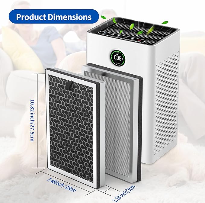 JF260 Replacement Filter Compatible with JF260 JF260S Air Purifier and AP1273 Air Purifier, 3-in-1 Filtration System H13 True HEPA Filter Activated Carbon Filter, JF260-RF Silver 4 Pack