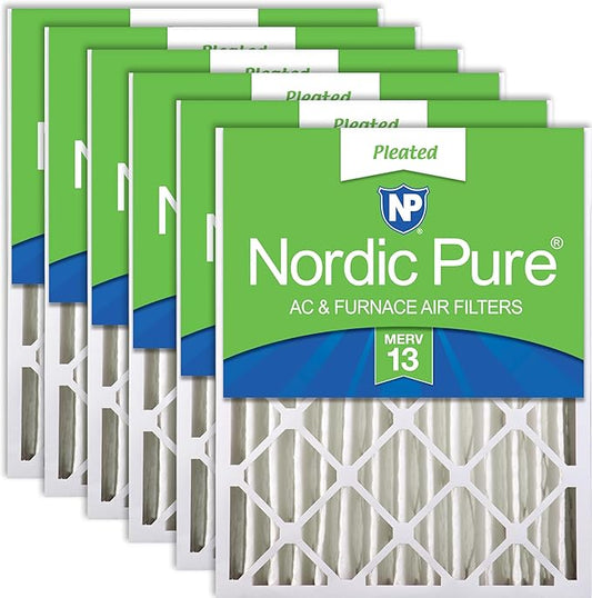 Nordic Pure 20x20x4 (19_1/2 x 19_1/2 x 3_5/8) Pleated MERV 13 Air Filters 6 Pack
