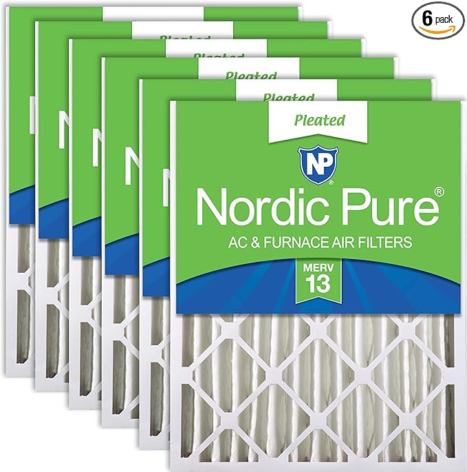 Nordic Pure 16x25x4 (15_1/2 x 24_1/2 x 3_5/8) Pleated MERV 13 Air Filters 6 Pack