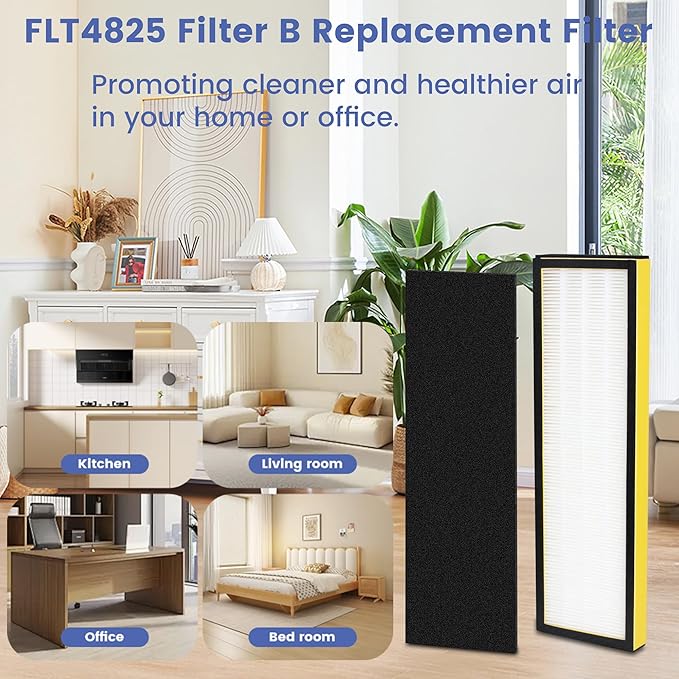 2 Pack FLT4825 True Filter B Replacement with 8 Pre-Filters Compatible with Guardian Air Purifier AC4825 AC4300 AC4800 AC4900 AC4850,H13 Filter