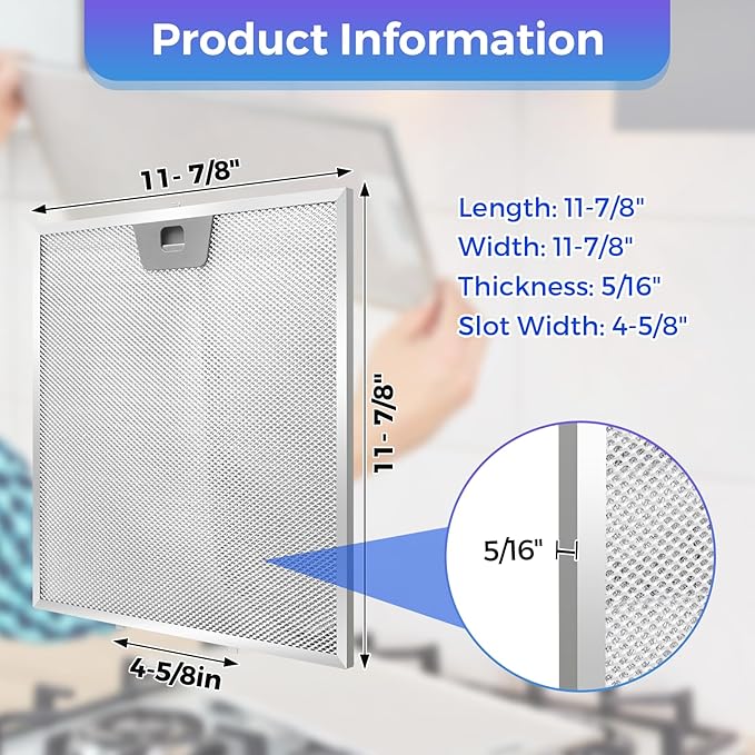 2 Pack-WB02X24872 Range Hood Grease Filter Replacement,Fits 11 7/8 x 11 7/8 x 3/8 Inch Range Hood