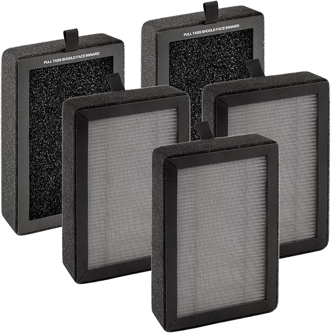 5 Pack LV-H128 Replacement Filter for LEVOIT LV-H128/ PUURVSAS (HM669A)/ ROVACS (RV60) Air Purifier, LV-H128 H13 True HEPA Filter, 3-in-1 Activated Carbon Filters, Replace #LV-H128-RF