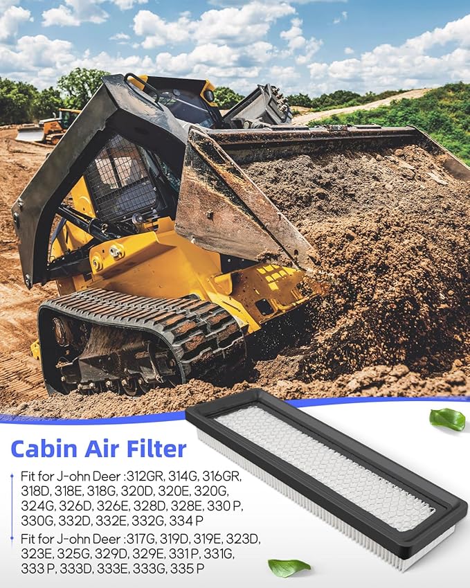 AT359416 Cabin Air Filter Fit for John Deere 318D 318E 319D 319E 320D 320E 323D 323E 326D 326E 328D 328E 329D 329E 332E 333D 333E 312GR 314G 316GR 317G, Replace PA5698 WP10175