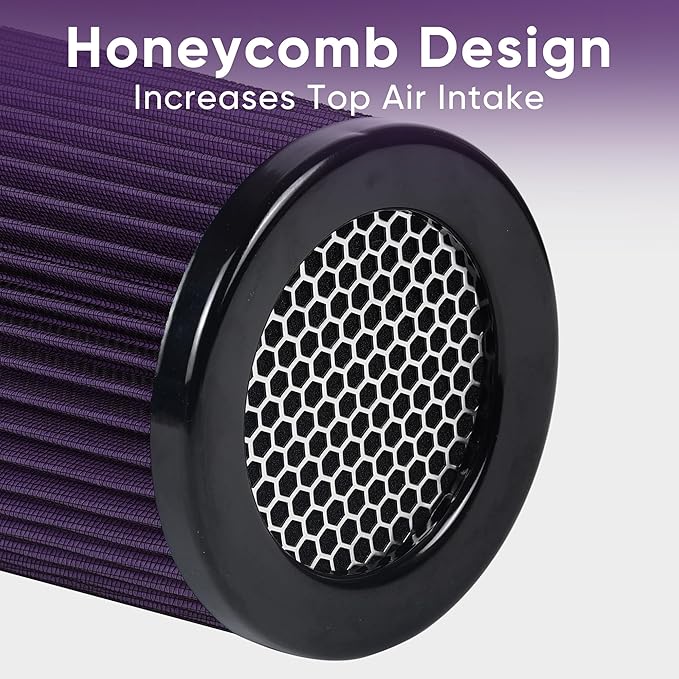 4 Inches Cold Air Intake Filter 3" or 3.5" or 4" High Performance Washable Clamp-On Replacement Cone Air Filter 3 in 1 Size Purple
