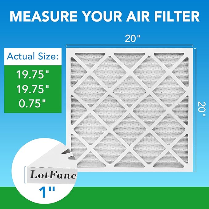 LotFancy 20x20x1 Air Filter MERV 13 Pet Smoke Smog Allergens Defense (4-Pack) Pleated HVAC Furnace Air Filters, Replacement for Home AC & Heating Systems, Actual Size: 19.75" x 19.75" x 0.75"
