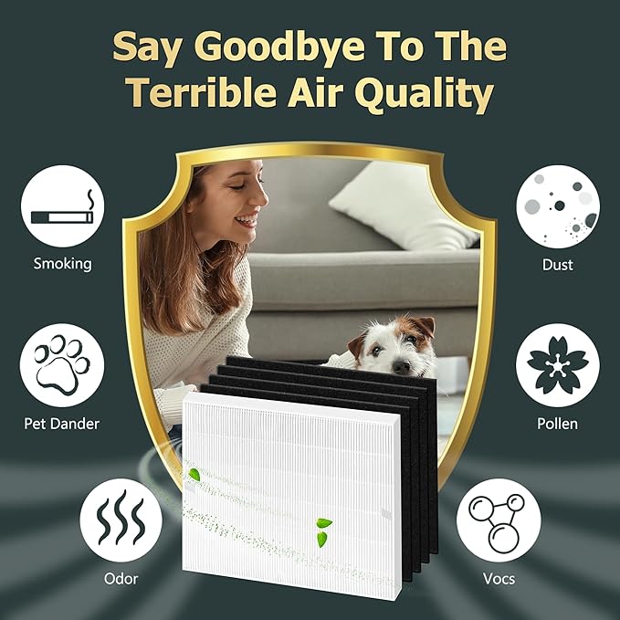 Improvedhand AP-1512HH Filter Replacement for Coway Airmega 200m series AP-1512HH-FP AP-1518R AP-1519P, 4 Pack H13 True High Efficiency Filter Replace Part # 3304899