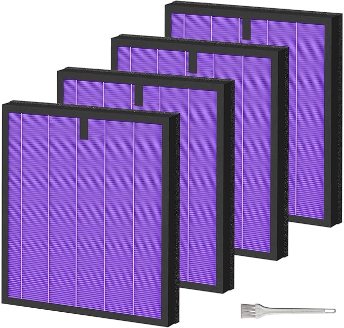 4 Pack HY4866 Air Purifier Replacement Filter for MORENTO HY4866, WESTHEY HY4866, YIOU M1 Air Cleaner Purifiers, HY4866 Filter Replacement Multifunction Version Air Purifier Filters + 1 Cleaning Brush