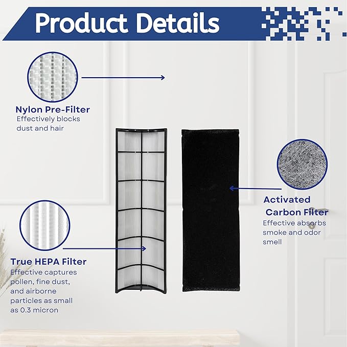 Nispira 2-in-1 True HEPA Replacement Filter PETWRFIL For Pure Enrichment PureZone Elite 4-IN-1 Tower Air Purifier PEAIRTWR. 1 Pack