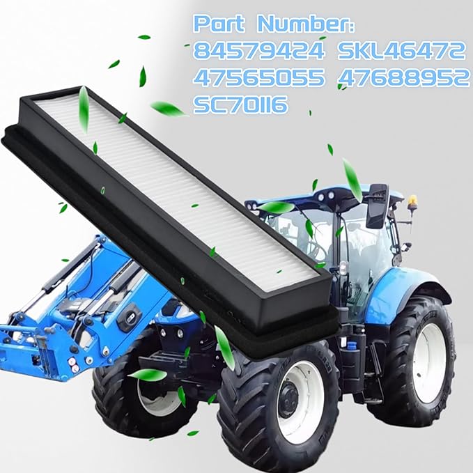 47565055 SKL46472 Cab Air Filter Compatible with New Holland Tractor T4.55 T4.65 T4.75 T4.85 T4.90 T4.95 T4.100 T4.105 T4.110 T4.115 T4.120 T5.95 T5.105 T5.110 T5.120 TS6.110 TS6.120