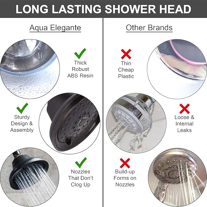 Massage Shower Head With Mist - High Pressure Boosting, Multi-Function, Massaging Rainfall Showerhead For Low Flow Showers & Adjustable Water Saving Nozzle, 2.5 GPM - Oil-Rubbed Bronze