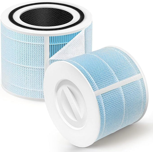Smoke Remover Filter Compatible with Levoit Core 300 & PuroAir 240 Air Purifier, 4-in-1 H13 True HEPA Core 300S P350 Core300-P Filters, Fit Part# Core 300-RF-SR P350-RF, Blue 2-Pack