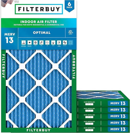 Filterbuy 16x36x1 Air Filter MERV 13 (MPR 1900) Health Defense Replacement (6-Pack), Electrostatic Pleated HVAC AC Furnace Filters, Made in USA (Actual Size: 15.75 x 35.75 x 0.75)
