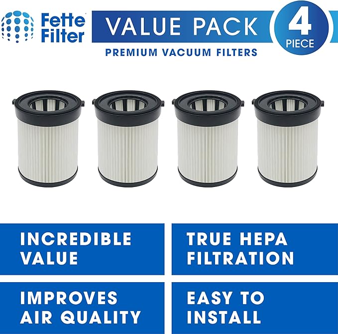 Fette Filter - FSV001 Hepa Filter Replacement Compatible with Fabuletta FSV001 FSV101 Girnoor G165 G160 Afoddon A300 Vacuum, Made of Premium Hepa Material Pack of 4