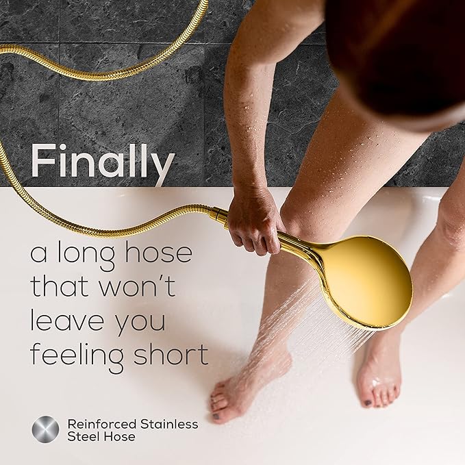 SparkPod High Pressure Handheld Shower Head with Hose - Huge 6-Inch Rainfall Shower Head, Extra Long 6ft. Hose & Adjustable Bracket- Luxury Showerheads- 1-Min Installation (Egyptian Gold)