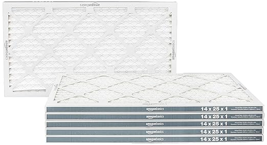 Amazon Basics 14x25x1 Air Filter 6 Pack, MERV 11 AC Furnace Filters (Actual Size: 13.75" x 24.75" x 0.75")