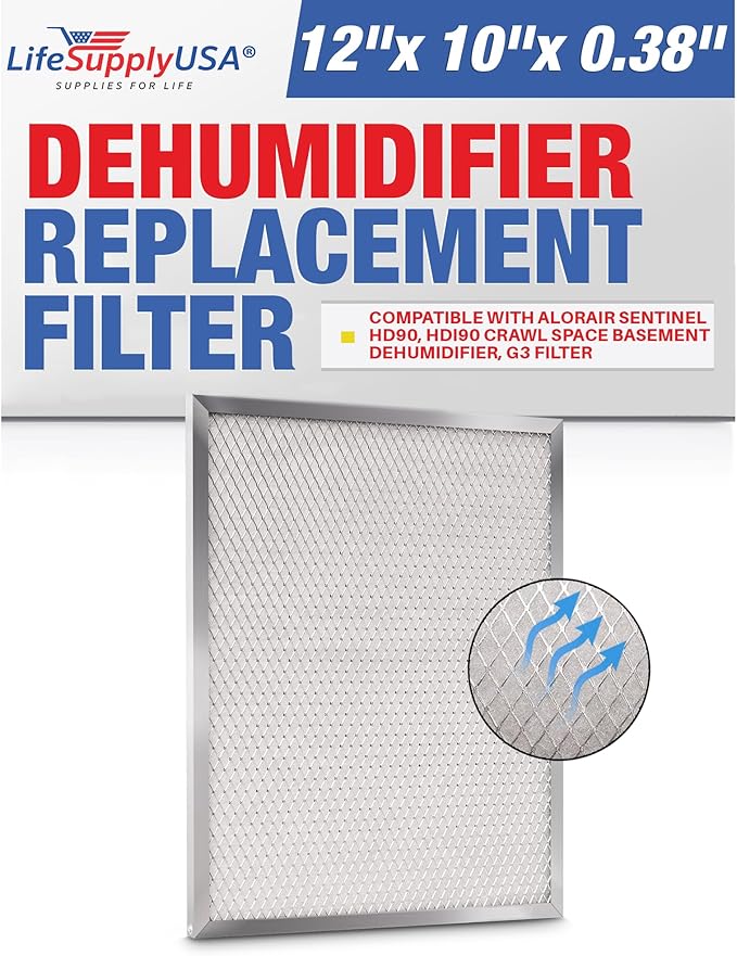 LifeSupplyUSA Filter Replacement Compatible with AlorAir Sentinel HD90, HDi90 Crawl Space Basement Dehumidifier, G3 Filter