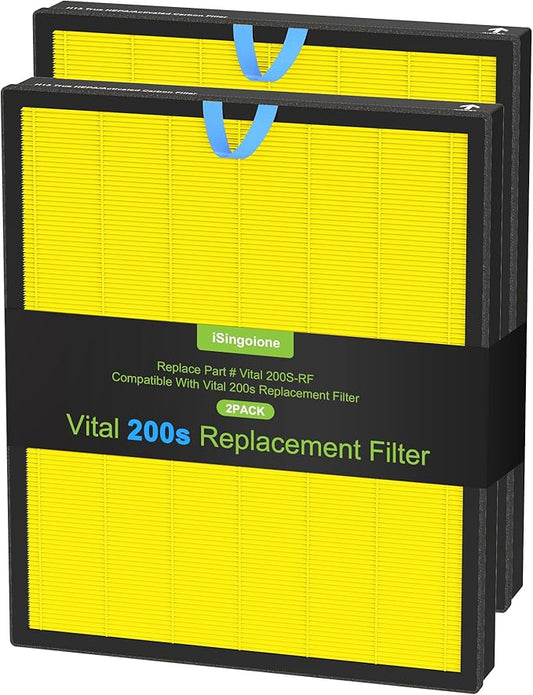 2 Pack Vital 200S Pet Replacement Filter Compatible with LEVOIT Vital 200S Air Purifier, 3-in-1 H13 True HEPA and High-Efficiency Activated Carbon Filter Vital 200S-RF-PA（LRF-V201-YUS) Yellow