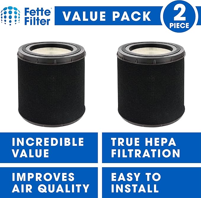 Fette Filter - FLT4700 True HEPA Filter M Replacement Compatible with GermGuardian Air Purifier Models AC4700 AC4700BDLX AC4700DLX AC4711W AC4625 AC4625BDLX includes 2 filters.