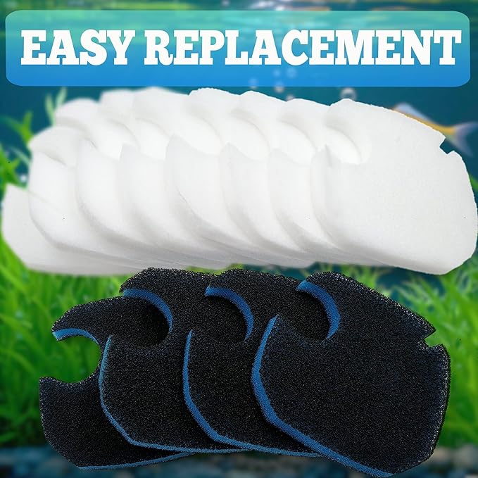 NEWKE 12 Pack Upgraded Canister Filter Pads for AMOSIJOY 172/225/265GPH Aquarium External Filter, Replacement Pads for PONDFORSE Canister Filter (4 3in1 Coarse Filter Pads & 8 White Floss)