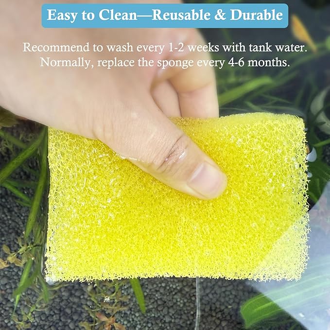 4PCS Aquarium Filter Sponge Replacement for 15W-210GPH Aquarium Filter, Aquarium Biochemical Sponges for Replacement