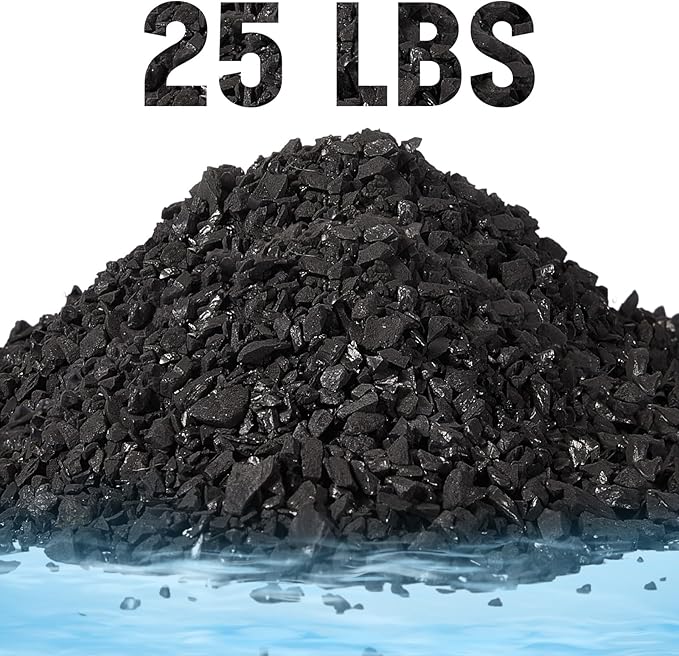 Timgle 25 Lbs Bulk Water Air Filter Activated Charcoal Coconut Hull Granular Activated Carbon 10-18 Mesh Water Distiller Charcoal Filters Media for Filtration