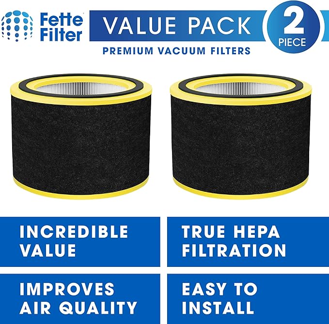 Fette Filter - FLT151 Replacement True Hepa H13 Filter V Compatible with GermGuardian for Models AC3000, AC151, AP3151, AC3000W, AC3000,AC151W AirSafe Series Black/Yellow. Pack of 2